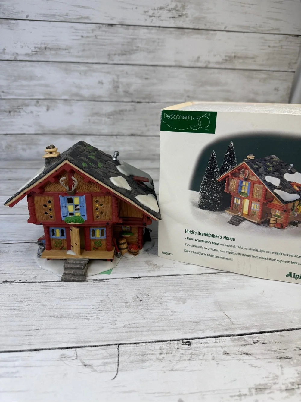 Dept 56 HEIDI’S GRANDFATHERS HOUSE Alpine Village w box and light